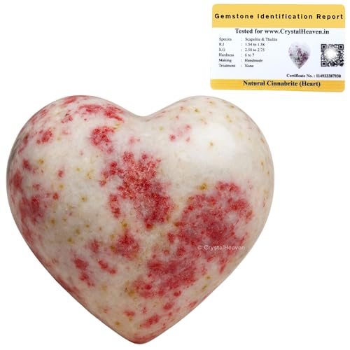 Image of Crystal Heaven Certified Cinnabarite Heart Palm Pebbles Stones For Anxiety Stress Relief Massage-Aaa Grade Original Healing Gemstone Agate Heart Palm Stone For Yoga Meditation Spiritual