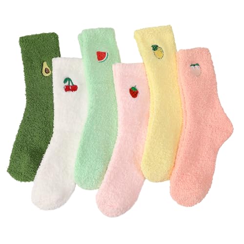 Zuimei 6 Pairs Fluffy Socks Womens, Bed Socks for Women, Winter Warm Sock Cozy Fuzzy Sock for Women Ladies Home Office School Sleeping UK 4-7