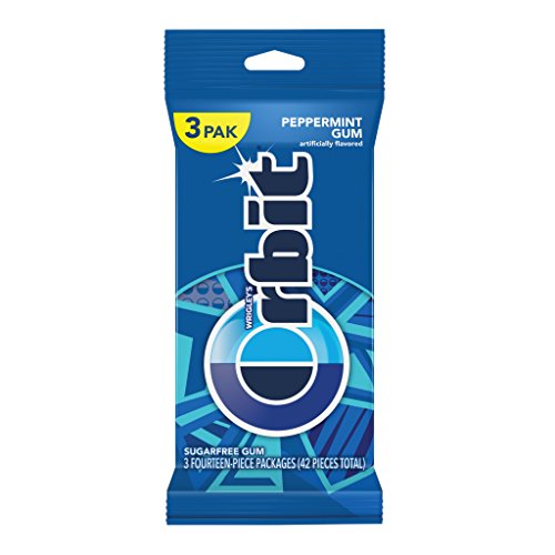 ORBIT Peppermint Sugarfree Chewing Gum, 3 Packs of 14-Pieces (42 Total Pieces)
