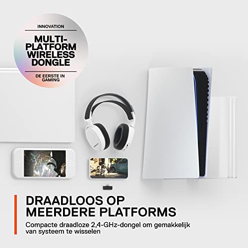 SteelSeries Arctis 7+ - Wireless-gamingheadset  - Lossless 2,4-GHz draadloze verbinding - 30 uur accuduur - Voor pc, PS5, PS4, Mac, Android en Switch - Wit - Afbeelding 4