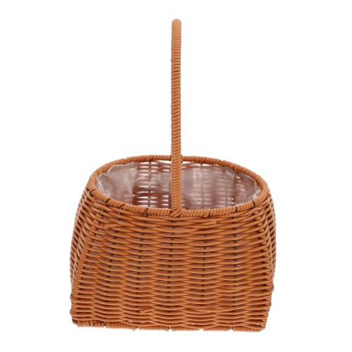 ibasenice Cesta de Flores Tejida Mano Mimbre con Sellado Cesta Portátil para Decoración Floral y Fruta para Festivos
