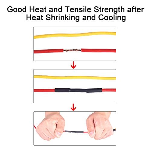 Image of XHF UL Listed 225 Pcs Length 3.45 inch 3:1 Waterproof Heat Shrink Tubing Kit Marine Grade Adhesive Lined Heat Shrink Tube, Insulation Sealing Oil-Proof Wear-Resistant Black&Red