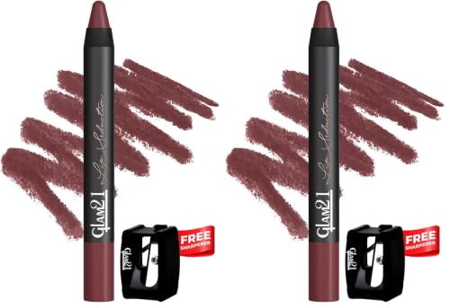 Image of Glam21 Lip Seduction Non- Transfer Crayon Lipstick up to 12 Hours Stay | Lightweight & Longlasting|Creamy Matte | Smudge Proof - 3.6gm|Nude Beauty-11 (Matte) (Pack of 2)