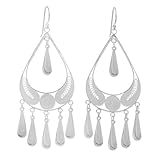 NOVICA .925 Sterling Silver Filigree Chandelier Earrings, Mystic Rain'