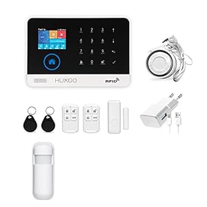 HUXGO HXA003 Funk Alarmanlage WiFi + GSM Modul mit Bewegungssensor – Bewegungsmelder mit Alarm – Alarmanlage Haus – Alarmanlage Wohnung – Alarmanlage Garage – Funk Bewegungsmelder mit Empfänger