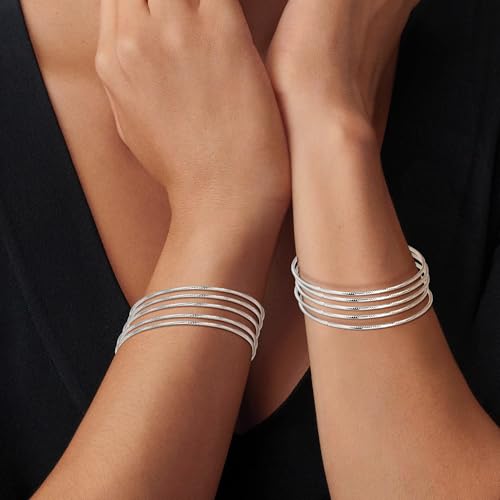 Linkidea Bangle Bracelets for Women, Set of 10 Extra Large Round Bangles, Multi Layer Stackable Textured Jewelry Accessories2