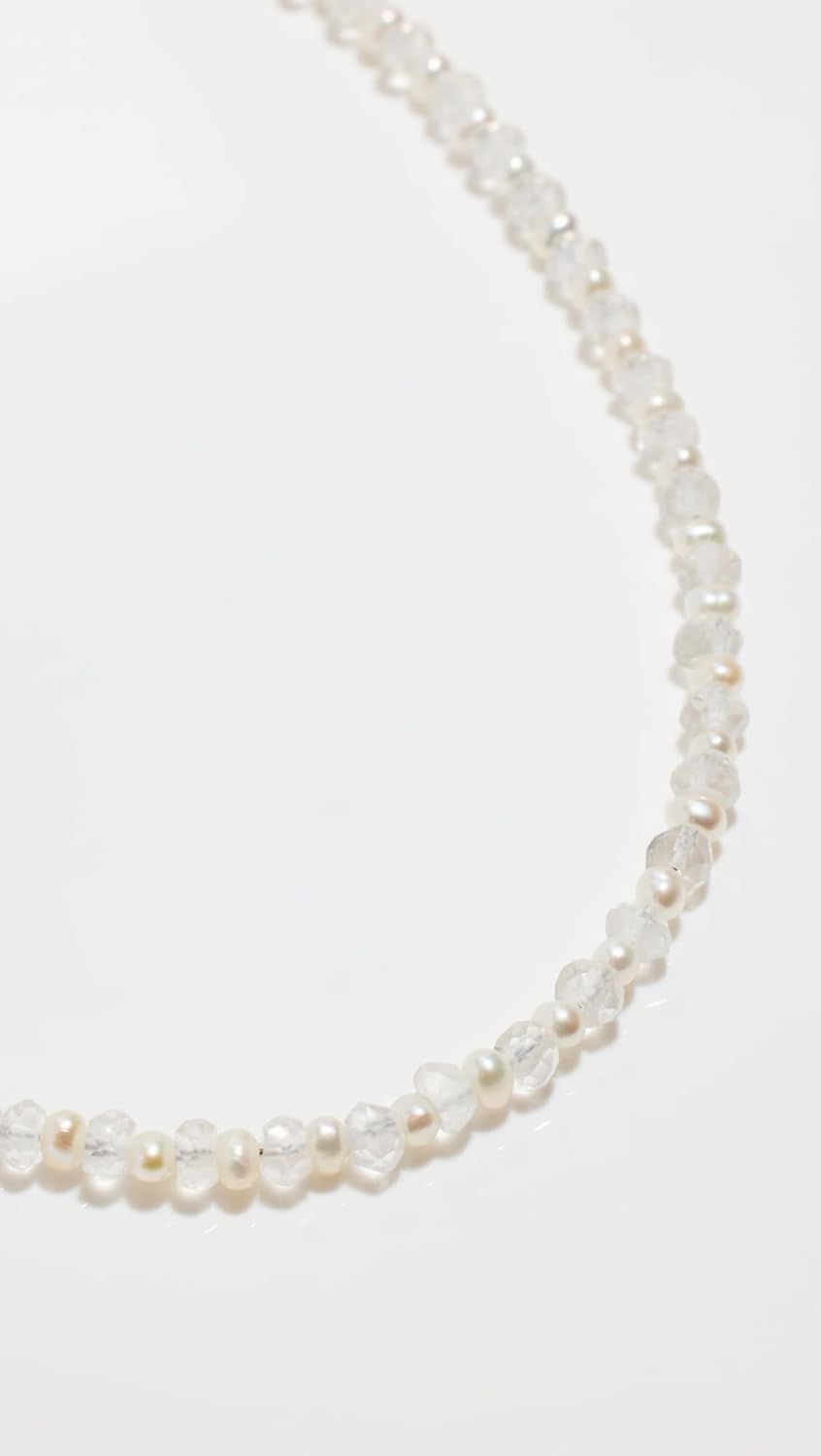 JIAJIA Women's April Crystal Beaded Necklace, Crystal, Clear, One Size