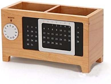 Teenment Handmade Natural Eeech Craft Calender Pen Pencil Stationery Container Organizer Box