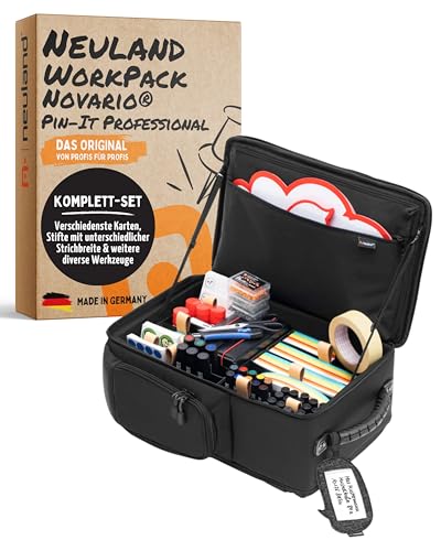 Neuland Novario WorkPack Pin-It Professional Moderationskoffer mit Inhalt I Präsentationskoffer mit 1250 Moderationskarten 36 Flipchart Markern & Aufbewahrungsboxen I Koffer inkl. Flipchart Zubehör