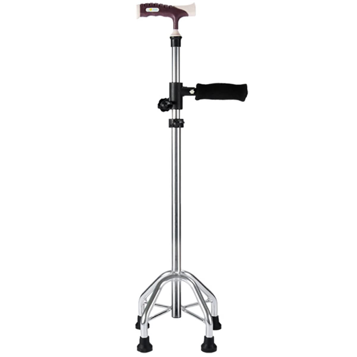 Quadripode Bastone da Passeggio con Impugnatura Laterale Leggero Bastone Regolabile Confortevole Stabilità Aiuto alla Mobilità for Uomo Donne E Anziani (Color : Silver)