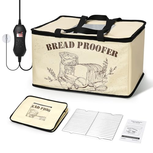 LIFVCNT Bread Proofing Box, Foldable Dough Proofer with Shelf, Adjustable Temp (50–113℉) & 1–12H Timer, Sourdough Starter Warmer for Home Bread & Pizza Baking