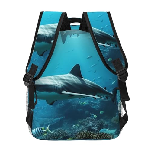 Casual Backpack for Women Men Sea with Sharks Lightweight Daypack Large Capacity Nurse Bag4