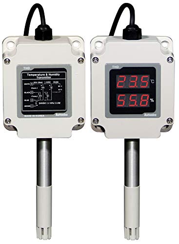 THD-WD1-C, Temp/Humidity Transducer, Wall Mount, 100mm Sensing Pole, 3 Digit Display, 4-20mA Output, 24VDC Power