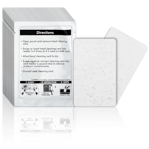 Elqubkan Tarjetas de Limpieza de Lector de Tarjetas - Limpiador de Lector de Tarjetas de CréDito de Doble Cara, Limpiador de Lector de Tarjetas CR80 Tarjetas de Limpieza POS (25 Piezas)