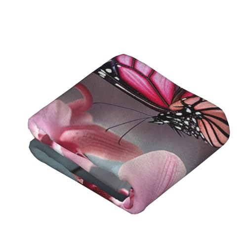 Couverture polaire orchidée et papillon en flanelle douce 152x127 cm - 4
