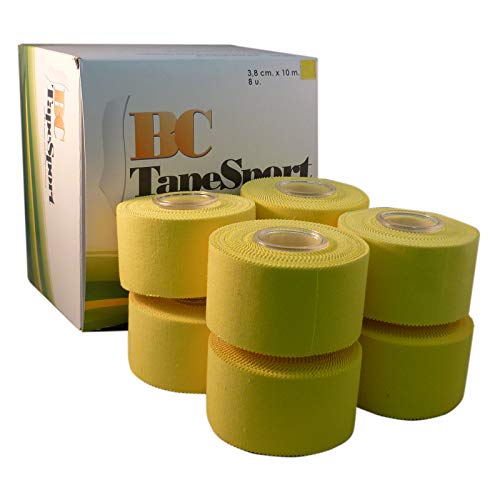 BC Sport Tape Caja de 8 rollos 3,8 cm x 10 m (Amarillo)