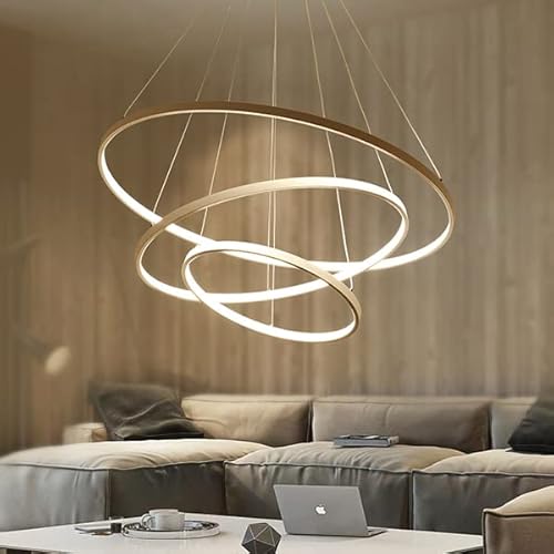 LightInTheBox Modern LED Gold Chandelier 3 Ring Chandelier Dimmable Circular