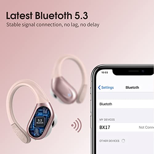 Cascho Wireless Earbuds, Bluetooth 5.3 Headphones, 60Hrs Playback Hd Stereo Audio Led Display, Over-Ear Ipx7 Waterproof Earphones With Earhooks, Built-In Mic, Type-C, For Sports (Rose Gold) #TOP3