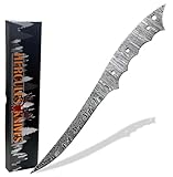 Hercules Knives Custom Hand Forged Damascus Steel Blank Blade Fillet Knife Fisherman's Filet Fishing Knife Blade Damascus Blade Billet Handmade Knife Making Supply (FB-06)