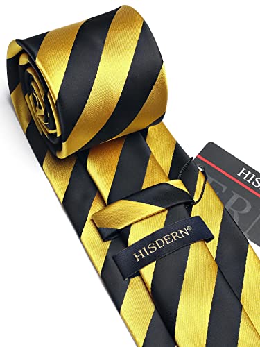 Image of HISDERN Mens Tie Striped Ties and Handkerchief Set Business Formal Woven Pocket Square Wedding College Stripe Necktie