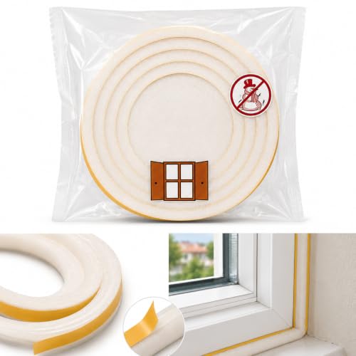 Pencere Bandı 5 Metre – Rüzgar ve Toz Önleyici İzolasyon Bandı | Kendinden Yapışkanlı, Beyaz Renk, Köpük Malzeme, Kapı ve Pencere için, Hava Sızdırmazlık