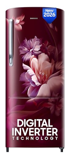 Image of Samsung 223 L, 3 Star, Digital Inverter, Direct-Cool Single Door Refrigerator (RR24H2723RZ /NL, Midnight Blossom Red, Single Touch Defrost, 2026 Model)