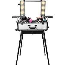 SHANY Studio ToGo Wheeled Trolley Makeup Case & Organizer with Light - Off White