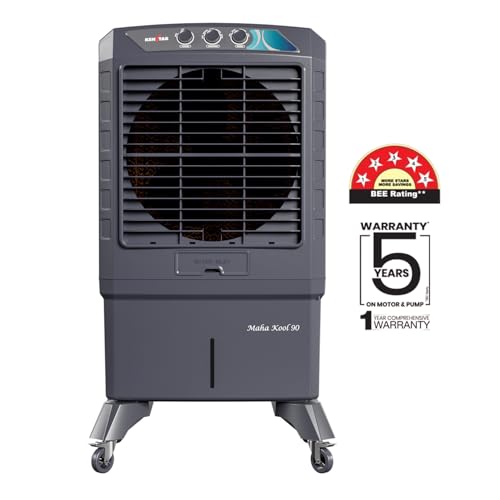 Kenstar MAHA KOOL HC 90 L Desert Air Cooler|Anti-Bacterial Honeycomb Pads|High-Speed Fan|Inverter Ready|50Ft Powerful Air Throw|1-Yr Product Warranty+5-Yr Warranty on Pump&Motor|5-Star BEE Rating|Grey view 2