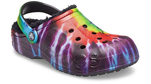 Crocs Unisex Men s and Women s Baya Lined Clog | Fuzzy Slippers, Multi Black, 4 US
