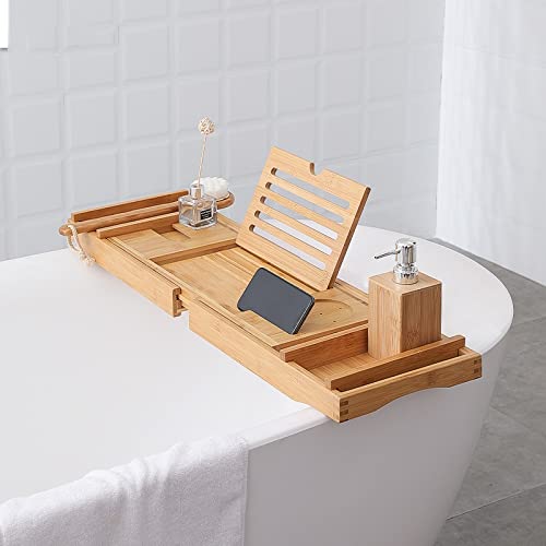 Soporte para libros de bañera con bandeja de madera resistente y elegante 5