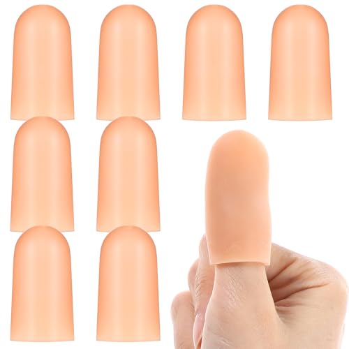 Ptwola Fingerlinge Aus Silikon 8 Stück Wasserdicht Weiche Fingerspitzen-StüTzhüLsen Gummi-Daumenkappen Wickelhandschuhe Für Fingerrisse Wunden Schnitte Und BeißSchutz Schmerzlinderung