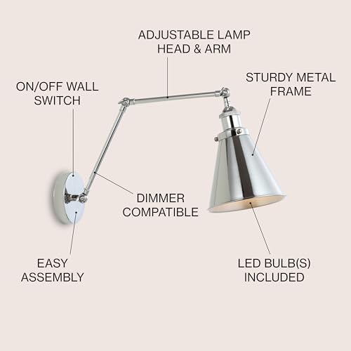 Image of JONATHAN Y Rover 1-Light Wall Sconce 7 inch, Chrome