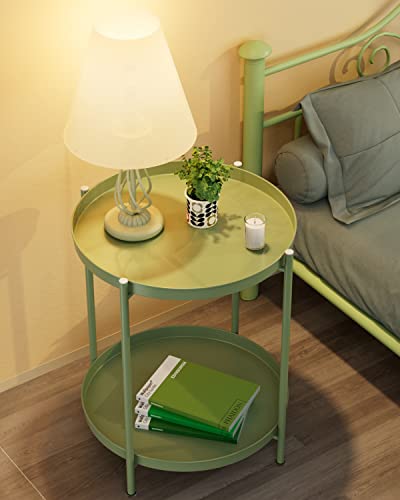 Eknitey END TABLE 001 2 Tier End Table - Metal Side Table Waterproof Small Sofa Coffee Side Tables Bedroom Indoor Outdoor thumb #1