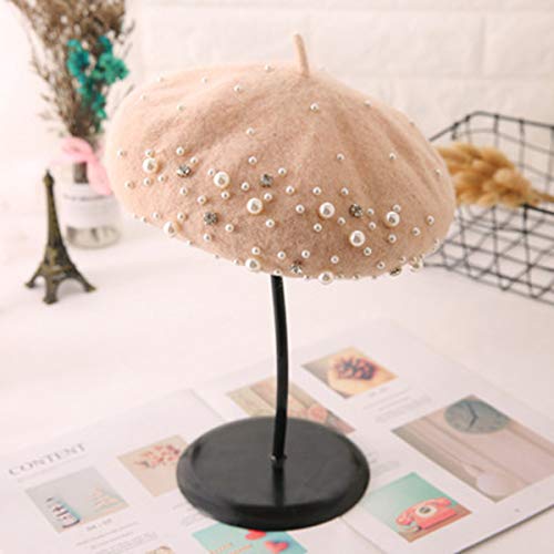 Seven Wolves Lady French Beret Soft Wool Beret Floral Dress Beanie Winter Hat For Party Festival Outdoor Accessory, Beige 1 #TOP3