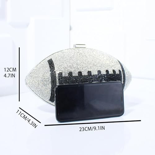 Rhinestone Football Purse – Shaped Rugby Quirky Bag Sparkling Clutch, Handbag & Pocketbook for Game Day2