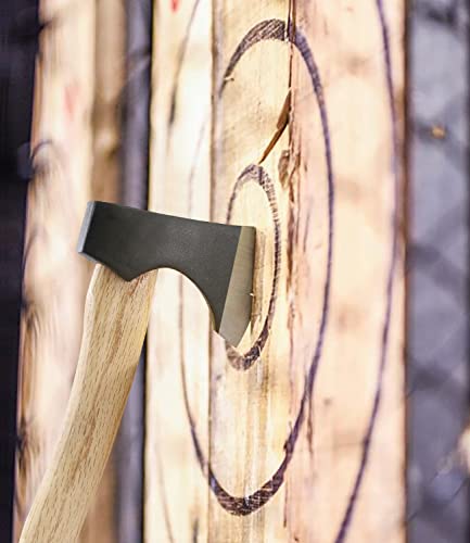 Hache Tomahawk Forgée Main Acier Carbone - Camping Tactique - Manche Bois De Rose