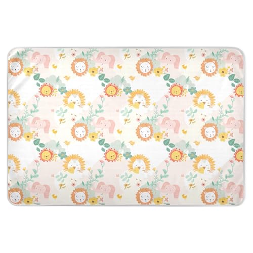 Lions Elephant Sun Childish Toddler Soft Absorbent Underpads Wetting Cover Portable Bed Liners for Toddler Kids , 52