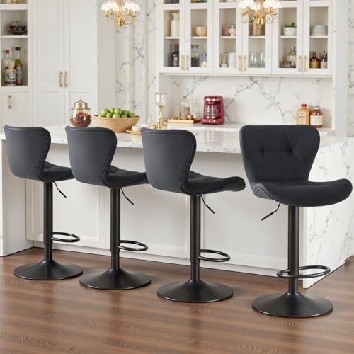Sweetcrispy Adjustable Swivel Bar Stools Set of 4