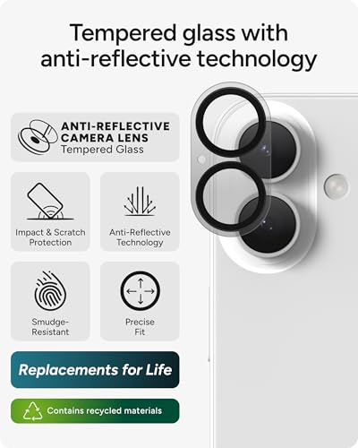 Image of ZAGG Glass Elite iPhone Camera Lens Protector for iPhone 17 - Camera Frame, Maximum Impact & Scratch Protection, Anti-Reflective Technology, Smudge-Resistant, Precise Fit