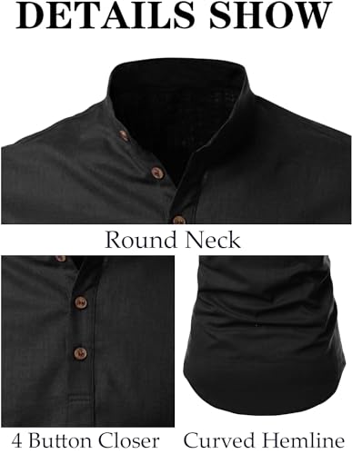 Image of FINIVO FASHION Men's Cotton Blend Solid Full Sleeve Short Kurta Shirt, Regular Fit Solid Pattern Mandarin Collar Straight Kurta Shirt
