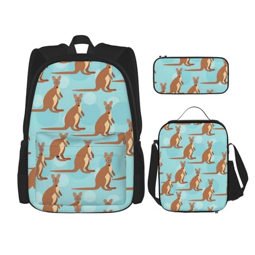 Sac à dos à bandoulière réglable avec sac à déjeuner et trousse à crayons noir