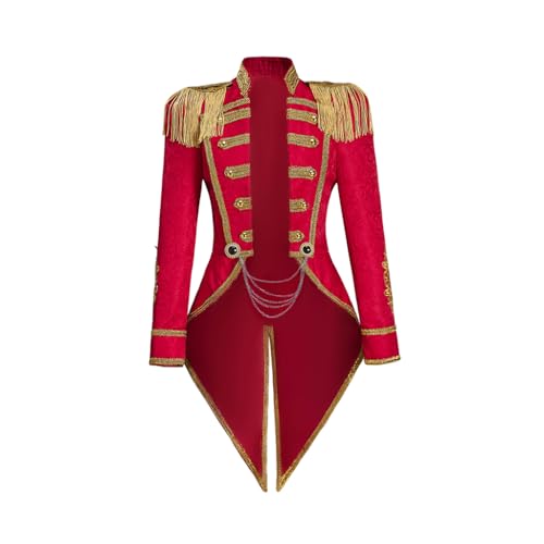 Image of Saniplaycos Women's Ringmaster Jacket Tassel Coat Uniform Ringmaster Circus Costume Medieval Long Sleeves Tailcoat