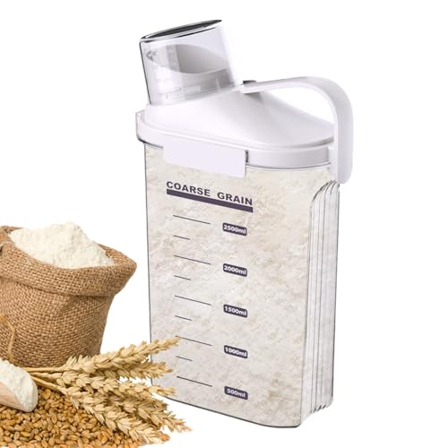 Tarro de almacenamiento de granos con taza medidora, recipiente hermético para alimentos secos con boquilla fácil de verter y tapa de bloqueo, organizador de despensa de gran capacidad para arroz