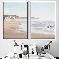 2 Piece Framed Canvas Wall Art Coastal Beach Canvas Prints Home Artwork Decoration for Living Room,Bedroom - 16