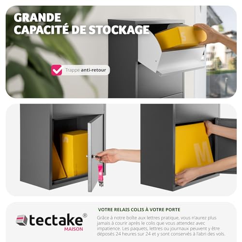 Boîte aux lettres avec compartiment pour colis tectake format normalisé en acier résistant - 8