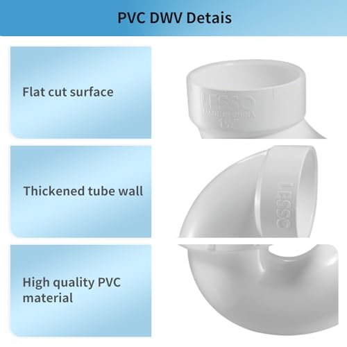 Image of LESSO PVC P Trap 1 1 /2 Inch | DWV PVC Fitting for RV Drain Bathroom Kitchen Sink Drain Pipe Tubular Kit with White Threaded Adapter Ring