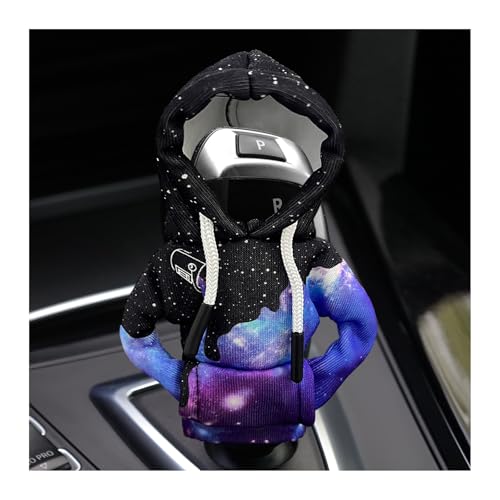 Sbulhia Car Shift Knob Hoodie Cover, Funny Gear Shifter Protector Sweater Hoodie Decoration, Winter Warm Gear Shift Stick Protective Cover Auto Interior Cute Gadgets, Car Accessories (Starry Sky)