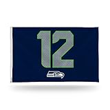 Rico Industries NFL Seattle Seahawks 3-Foot by 5-Foot Single Sided Banner Flag with Grommets, Navy,...