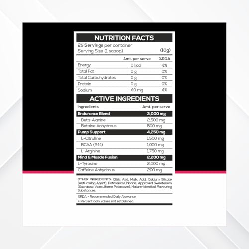 Image of Muscle Asylum F9 Pre Workout Powder - 200mg Caffeine | Beta Alanine, Citrulline, Arginine | Energy, Focus & Pump Support | For Adults (250g, Fruit Punch)