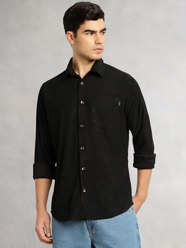 Image of Thomas Scott Men's | Corduroy | Full Sleeve | Slim Fit | Polyester-Blend | Single Pocket | Spread Collar | Casual Shirt